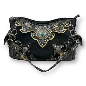 Cowboy Trendy Rhinestone Western Wear Southwestern Cowboy Cowgirl Satchel Bag Pu